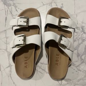 Able White Leather Whitney Sandals